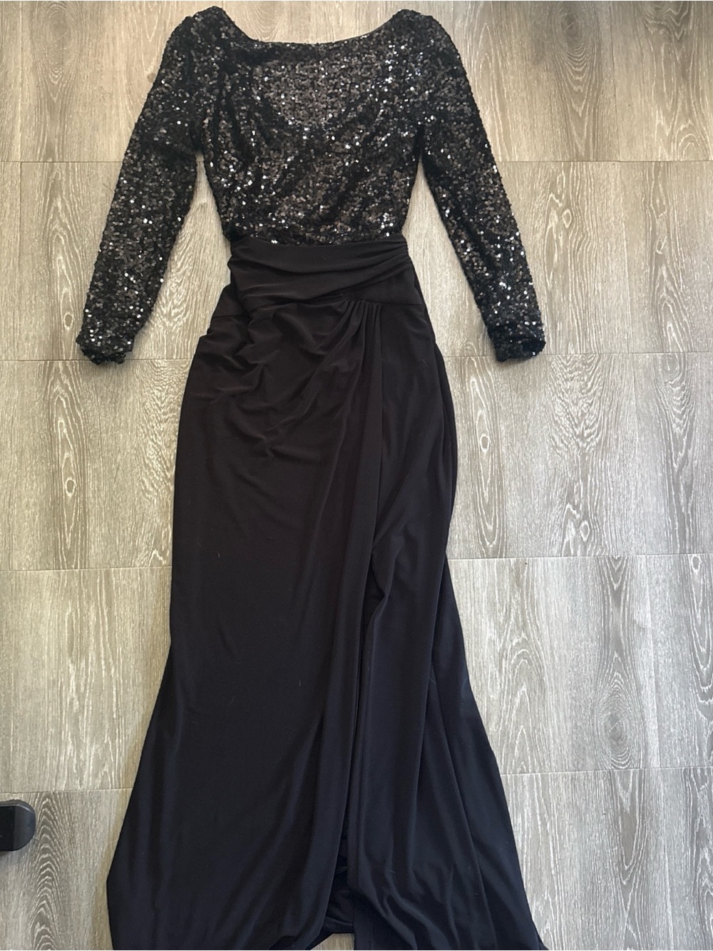 Ralph Lauren Elegant Black Sequin Evening Gown